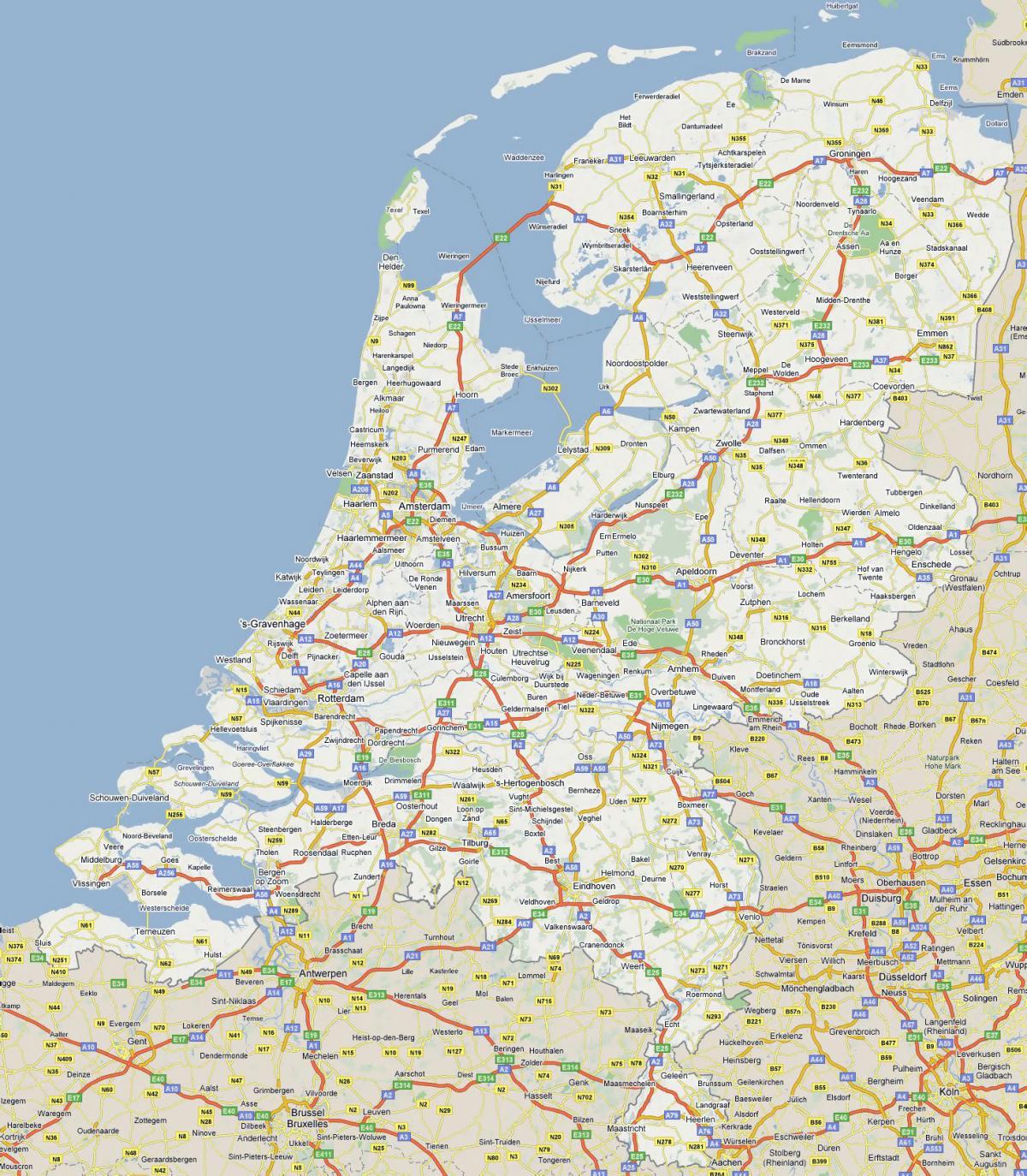 Carte des autoroutes des Pays-Bas