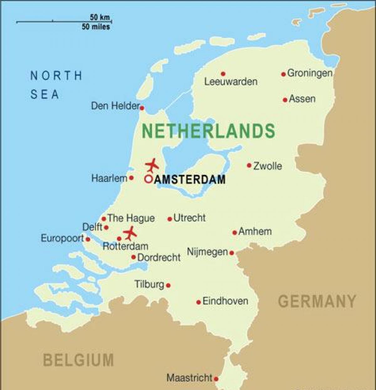 Carte des aéroports des Pays-Bas