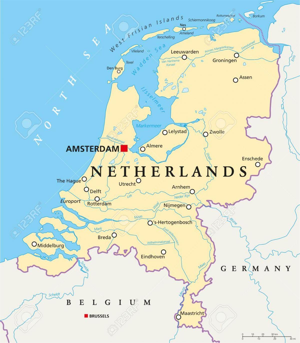 Carte des rivières des Pays-Bas