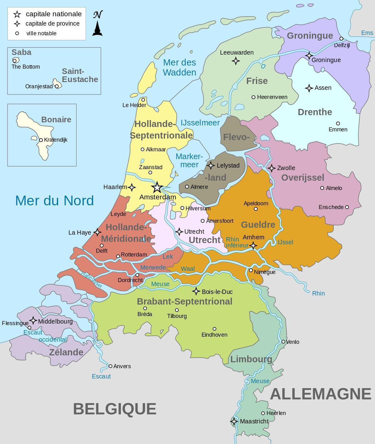 Carte des zones des Pays-Bas