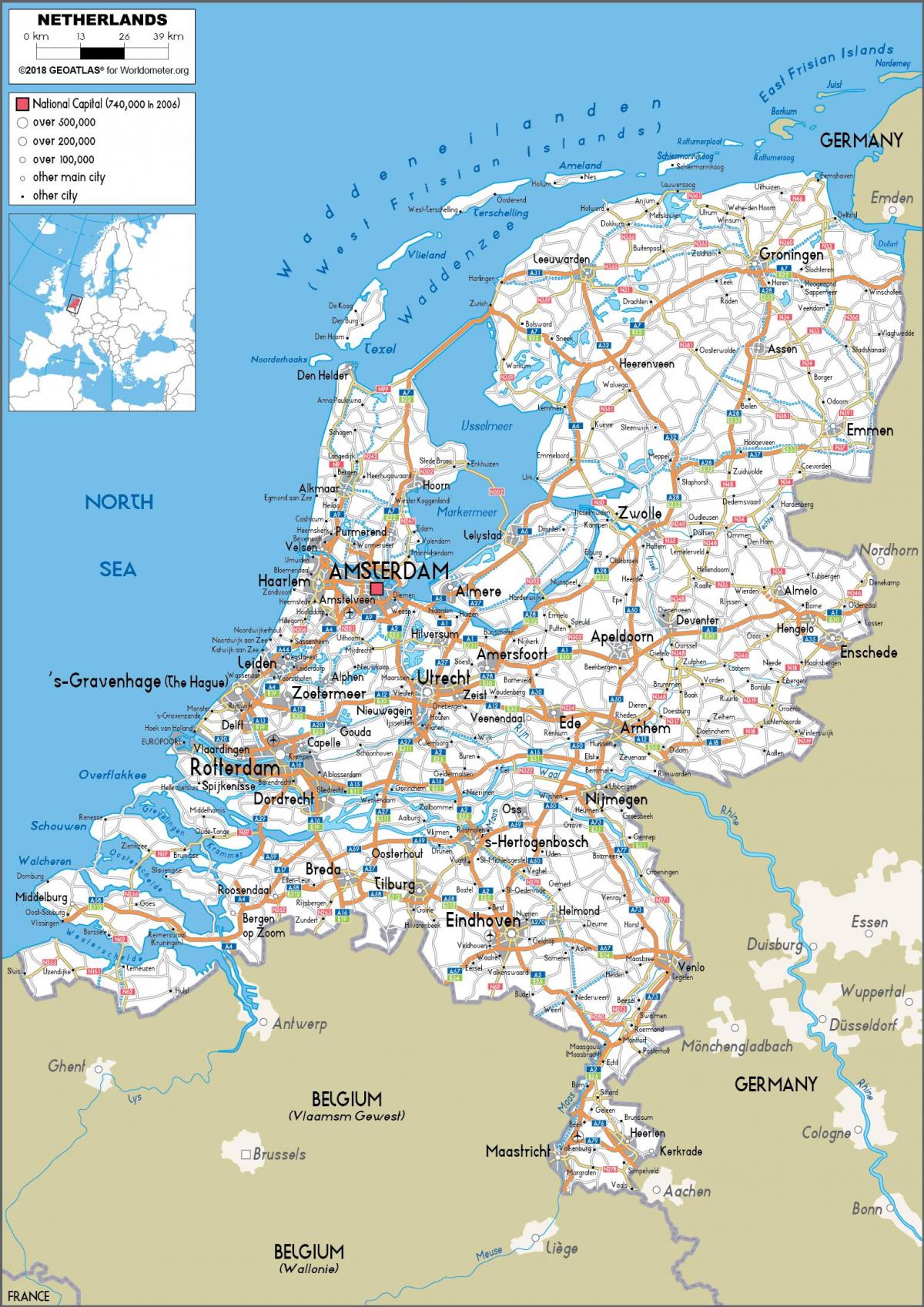 Carte routière des Pays-Bas