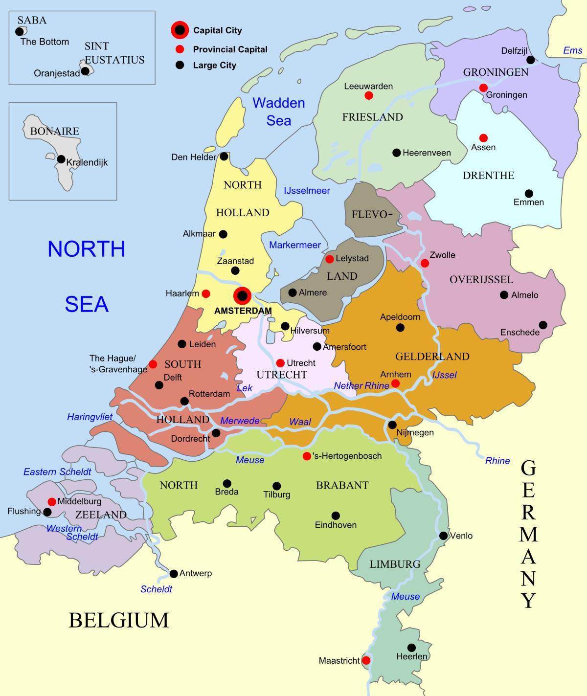 Les Pays-Bas sur une carte